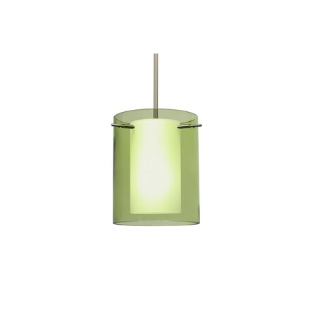 Besa Lighting Pahu 8 Stem Pendant, Trans. Olive/Opal, Satin Nickel Finish, 1x100W Incandescent 1TT-L00607-SN